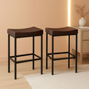 Saddle Bar Stools Set Of 2 Counter Height 24.8 Inches Brown And Black