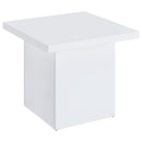 Devar Square Engineered Wood Side End Table White High Gloss