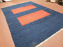 Blue and Red Turkish Kilim Rug, New 6x9 - 7x10 Flatweave Area Rugs, Hand Woven, Wool Handmade Oriental Kilim Abstract Modern Boho, Minimal