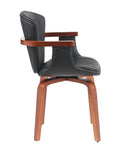 Mid-Century Modern Bentwood Swivel Dining Chairs (Set of 2) – Heat-Pressed PU Leather Accent Chairs in  Black
