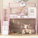 Metal Loft Bed With Roof Design And Storage Box With Guardrails And Integrated Ladder