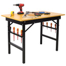 Portable Folding Work Table with Measuring Tape and Angle Finder, Black Steel, 39x23.6x29 inches