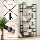 Black 5 Tier Bookcase Space Saving Tall Studio Home Office
