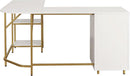 L Shaped Corner Desk Two Tone With Drawers And Shelves For Home Office