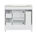 36' Bathroom Vanity with Ceramic Sink, White, Solid Wood Frame, Soft Close Doors, Adjustable Shelves, 3 Drawers ,Including Double-Depth Drawer for Hairdryer Storage(Old sku:SV000003AAW-2)