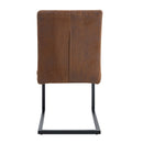 Ergonomic Brown Technology Fabric Dining Chairs with Black Metal Legs, Comfortably Simple Design, Set of 4