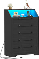Tall Black Dresser With Customizable RGB Illumination