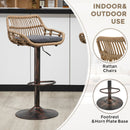 COOLMORE Modern Swivel Bar Stools Set of 2 Adjustable Counter Height Chairs with Footrest in Gray Linen