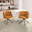 270° Swivel Home Office Desk Chairs Set of 2,Modern Dining Chairs, Upholstered Bedroom Chairs with Metal Base,Makeup Chair for Vanity, for Living Room, Bedroom,Study Room,Dining Room(Orange)