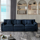 Modern Chenille Oversized Deep Seat Sectional Sofa, Green Cloud Couch with 3 Modular Seats and 3 Complimentary Pillows