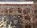 Persian Rug 8x10, Sino Persian Floral Medallion Carpet, Traditional Wool Area Rug, Cream and Brick Red, Fine 210 KPSI