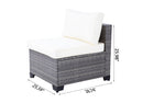 All-Weather 7-Piece Gray PE Wicker Patio Conversation Set with Beige Cushions and coffee table
