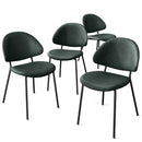 Set of 4 Upholstered PU Leather Dining Chairs Mid-Century Modern Dining Chairs with Curved Backrest for Dining Room Kitchen (Green)