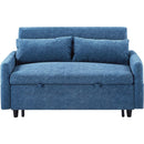 55.1' Pull Out Sleep Sofa Bed Loveseats Sofa Couch with Adjsutable Backrest, Storage Pockets, 2 Soft Pillows, USB Ports for Living Room, Bedroom, Apartment, Office, Blue (Old SKU: WF315689AAC)