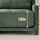 Ergonomic Green Chenille Four-Seater Sofa with Lumbar Pillow, Solid Wood Frame, High-Resilience Sponge
