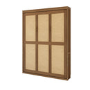 Full Size Solid Wood With Rattan Murphy Bed Cabinet Space-Saving Bed with 1 Side Cabinet Storage Shelf, Perfect for Guest Room, for Bed Room, Guest Room, Home Office, Walnut