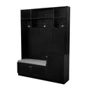 ON-TREND Elegant Design Hall Tree with Comfort and Storage Solutions, Functional Hallway Shoe Cabinet with Bench&Cushion, Modern Coat Rack with Hooks for Entryways, Black (OLD SKU: SD000026AAB)