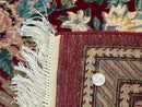 Pakistani Rug 9x12 William Morris Maroon Vintage Floral Wool