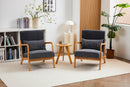 Mid-Century Modern Accent Chair, Arm Chair Living Room Chairs with Pillow Upholstered Reading Chair with Solid Wood Frame &  Living Room Bedroom Balcony (Antique Dark Grey)
