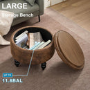 24 Inch Upholstered Storage Ottoman Featuring Tray