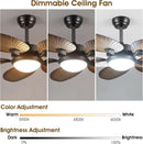 44 Inch Palm Leaf Ceiling Fan With LED Lighting Remote