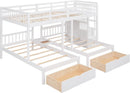 White Triple Bunk Bed With Storage Staircase Full Over Twin And Twin Bunk Bed