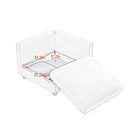 Contemporary White Chenille L-Shaped Sofa with Storage and Ottoman, 3-Seater Cylindrical Backrest