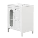24' Bathroom Vanity with Sink, Bathroom Vanity Cabinet with Two Drawers and Door, Adjustable Shelf, Solid Wood and MDF, White (Old Sku:WF309411AAK)