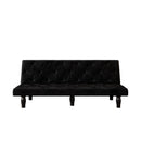Sofa-to-Bed Evolution: 66' Black Velvet Sofa Bed Transforms Seamlessly, Ideal for Family Living Rooms, Apartments, and Bedrooms