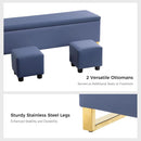 Navy Upholstered Storage Ottoman Bench With Hideaway