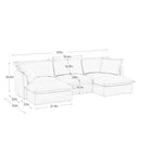 Slipcovered U Shape Sectional Deep Seat Sofa Couch, 3 Seater Sofa with French Edges Design Multiple Big Pillows, Modular Deep Seat Sectional Sofa Comfy Cloud Couch for Living Room, Apartment,Chenille
