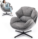 Gray Swivel Upholstered Accent Chair With Metal Legs