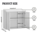 Kitchen Storage Cabinet With Double Doors, Adjustable Shelves, Sideboard Buffet For Dining Room - White