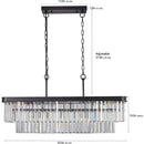 Chandeliers,Rectangular Crystal Chandelier Adjustable,E12 Modern Industrial Crystal Lights,Farmhouse Iron Ceiling Hanging Light for Kitchen Living Room Bedroom/Black(Bulb Not Included)