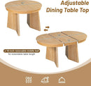 Retro Solid Wood Dining Set Natural Finish Extendable
