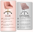 Pink Velvet Office Chair 360 Swivel Modern Desk Chair