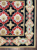 Vintage Runner Rug 3.5 x 14, Long Runner Rug, Stark Custom Made Carpet, European Design, Red Black Ivory Tan, Long Rug for Hallway