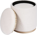 White Velvet Round Storage Ottoman FifteenInches Compact