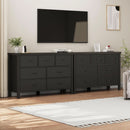 Fluted Contemporary White Dresser With Black Handles