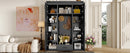 U-Can 85.2''H Hall Tree with Bench and 3 Hooks, Modern Entryway Storage Organizer Cabinet with 4 Doors, 1 Drawer and Adjustable Shelves for Hallway, Entryway, Living Room
