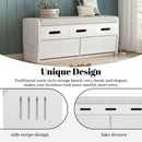 Rustic Storage Bench with 2 Drawers, Hidden Storage Space, and 3 False Drawers at the Top, Shoe Bench for Living Room, Entryway (White)