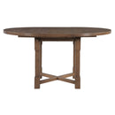 TREXM 5-Piece Extendable Dining Table Set for 4, Round Dining Table for 4 with Upholstered Chairs, Farmhouse Kitchen Table Set with Removable Leaf for Dining Room and Kitchen (Brown)