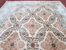Fine Antique Persian Light Colored Kashan Carpet, 7x12, Top Quality, Rare, Ivory & Blues, Hand-Knotted, Wool