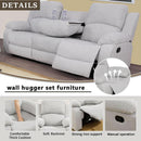 Grey White Microfiber Leather Recliner Sofa Set Living Room