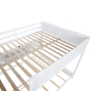 Queen Over Queen Bunk Bed with Built-in Storage Cabinets,Charging Station,Ladder,Safety Guardrails,Solid Pine Wood Bunk Bed,White