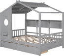 Kids Full Playhouse Bed With Drawers Shelves Storage