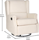 Omma Swivel Glider Rocking Recliner Cream Upholstered 3In1