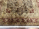 Indo Persian Rug 6x9, Wool Handmade Vintage Rug, Floral Cross Pattern