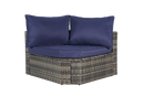8 Piece Outdoor Patio Sofa Set, Sectional L- Shaped Patio Furniture Wicker Patio Conversation Set with Curved Sofa  Ottoman & Glass Top Table for Backyard Poolside