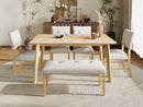 6PCs Dining Room Table Set, Rustic Farmhouse Dining Room Rectangular Table with 4 Upholstered Chairs and Bench, Solid Wood Kitchen Dining Table Set for 6 Persons